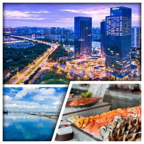 B線-國際品牌【惠州中海希爾頓酒店】豪歎酒店海鲜自助晚餐 保證入住30樓以上獨立浴缸豪華房 純玩2天(關鍵旅遊 旅行團)