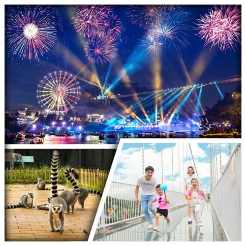 東莞隱賢山莊酒店、重本包門票打卡網紅玻璃橋、動物園、冰雪世界、觀賞實景水舞煙花秀梁祝純玩2天(關鍵旅遊 旅行團)